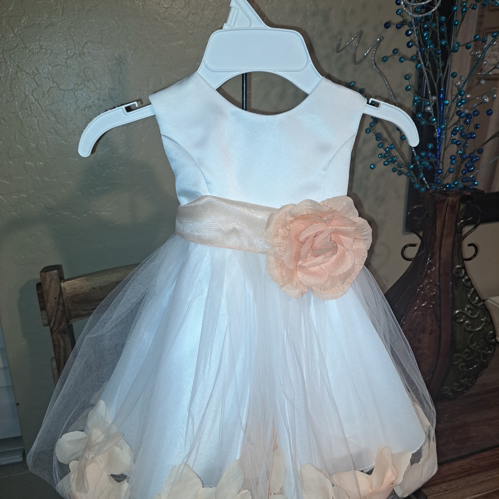 Elegant White and Cream Kids Dress with Floral Accent